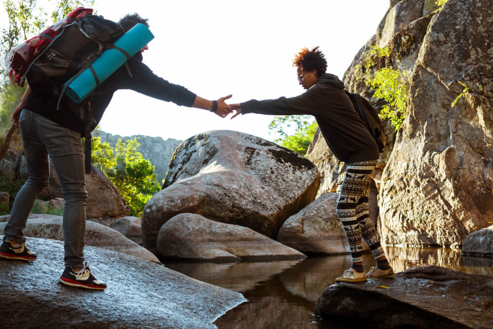 helping hand to step across water